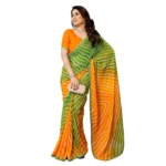 Women's Georgette Printed Saree With Unstitched Blouse 5.5Mtr (Green) - Image 2