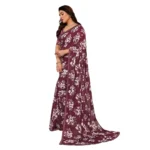 Women's Georgette Printed Saree With Unstitched Blouse 5.5Mtr (Brown) - Image 4