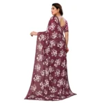 Women's Georgette Printed Saree With Unstitched Blouse 5.5Mtr (Brown) - Image 3