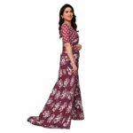 Women's Georgette Printed Saree With Unstitched Blouse 5.5Mtr (Brown) - Image 2