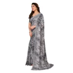 Women's Georgette Printed Saree With Unstitched Blouse 5.5Mtr (Grey) - Image 4