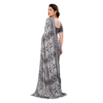 Women's Georgette Printed Saree With Unstitched Blouse 5.5Mtr (Grey) - Image 3