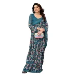 Women's Georgette Printed Saree With Unstitched Blouse 5.5Mtr (Sky Blue) - Image 2