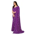 Women's Georgette Printed Saree With Unstitched Blouse 5.5Mtr (Purple) - Image 4
