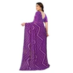 Women's Georgette Printed Saree With Unstitched Blouse 5.5Mtr (Purple) - Image 3
