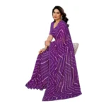 Women's Georgette Printed Saree With Unstitched Blouse 5.5Mtr (Purple) - Image 2