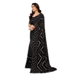 Women's Georgette Printed Saree With Unstitched Blouse 5.5Mtr (Black) - Image 4