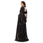 Women's Georgette Printed Saree With Unstitched Blouse 5.5Mtr (Black) - Image 3