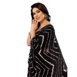 Women's Georgette Printed Saree With Unstitched Blouse 5.5Mtr (Black) - Image 2