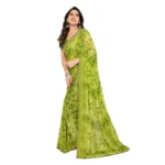 Women's Georgette Printed Saree With Unstitched Blouse 5.5Mtr (Mehendi Green) - Image 4