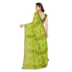 Women's Georgette Printed Saree With Unstitched Blouse 5.5Mtr (Mehendi Green) - Image 3