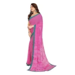 Women's Georgette Printed Saree With Unstitched Blouse 5.5Mtr (Pink) - Image 4