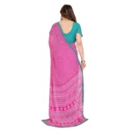 Women's Georgette Printed Saree With Unstitched Blouse 5.5Mtr (Pink) - Image 3
