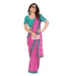 Women's Georgette Printed Saree With Unstitched Blouse 5.5Mtr (Pink) - Image 2
