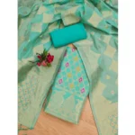 Women's Banarasi Silk Printed Unstitched Salwar Suit Material With Dupatta (sea green, 3Mtrs) - Image 4