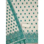 Women's Banarasi Silk Printed Unstitched Salwar Suit Material With Dupatta (Teal, 3Mtrs) - Image 3