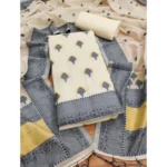 Women's Banarasi Silk Printed Unstitched Salwar Suit Material With Dupatta (Grey, 3Mtrs)