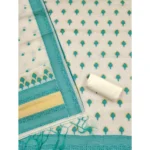 Women's Banarasi Silk Printed Unstitched Salwar Suit Material With Dupatta (Teal, 3Mtrs) - Image 3