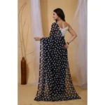 Women's Georgette Printed Saree With Unstitched Blouse 5.5Mtr (Black) - Image 4