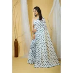 Women's Georgette Printed Saree With Unstitched Blouse 5.5Mtr (White) - Image 2
