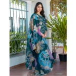 Women's Cotton Blend Printed Kurti With Pant Dupatta Set (Rama) - Image 3