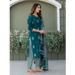 Women's Cotton Blend Printed Kurti With Pant Dupatta Set (Morpichh) - Image 3