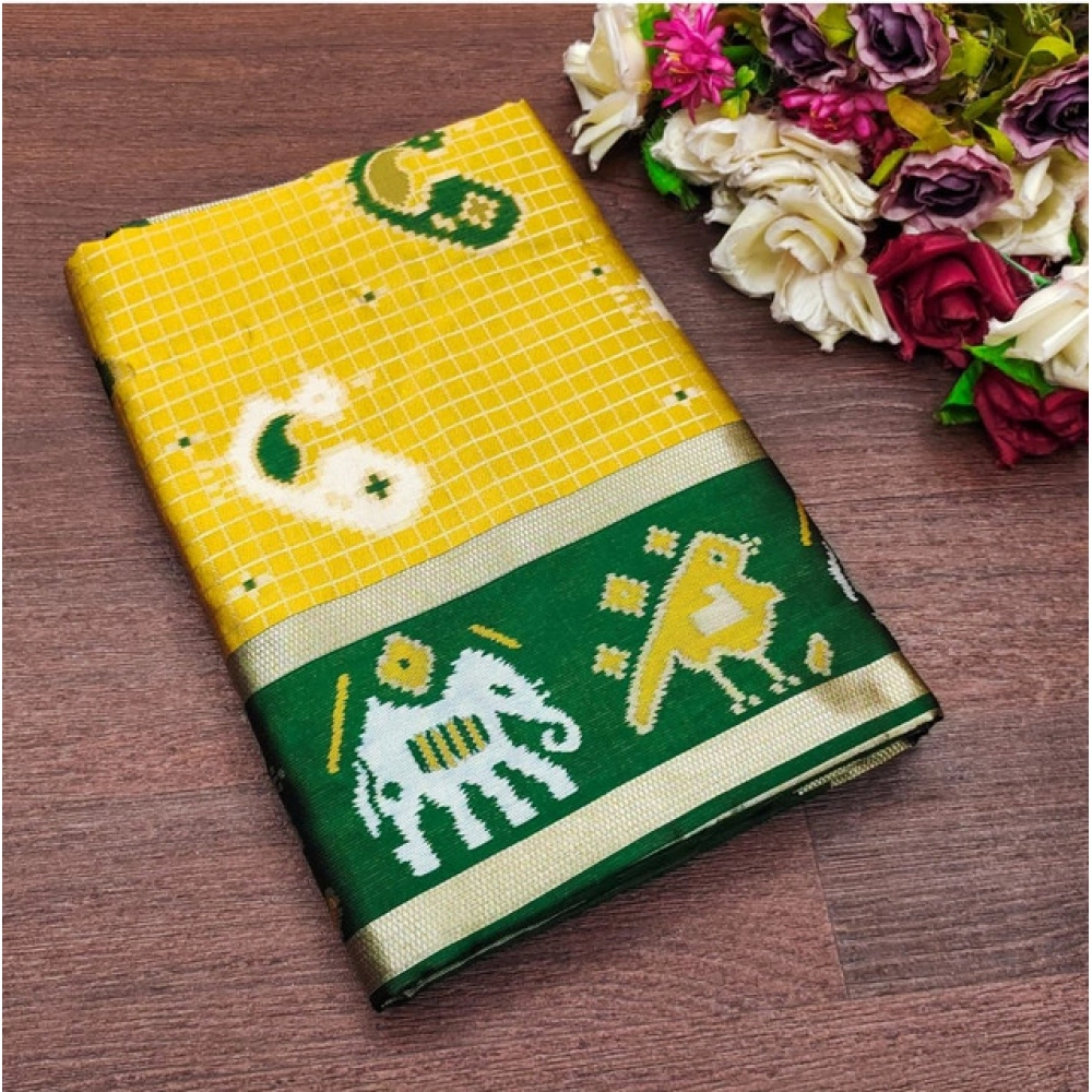 PID-63180-Generic-Women-s-Soft-Lichi-Silk-Jacquard-Work-Saree-With-Unstitched-Blouse-5-5-Mtr-Yellow-1000x1000-1.webp Women's Soft Litchi Silk Jacquard Work Saree With Unstitched Blouse 5.5Mtr (Yellow-Green) - Image 1