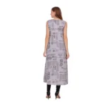 Women's Casual Crepe Sleeveless Slit Dress (Light Grey) - Image 3