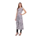 Women's Casual Crepe Sleeveless Slit Dress (Light Grey) - Image 4