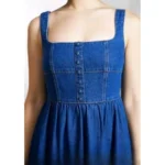 Women's Casual Denim Sleeveless Dress (Blue) - Image 4