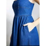 Women's Casual Denim Sleeveless Dress (Blue) - Image 2