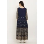 Women's Casual Rayon 3-4th Sleeves Anarkali Kurti (Blue) - Image 3