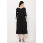 Women's Casual Rayon 3-4th Sleeves Kurti (Black) - Image 3