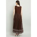 Women's Casual Rayon Sleeveless Kurti (Brown) - Image 3