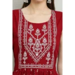 Women's Casual Rayon Sleeveless Kurti (Maroon) - Image 5