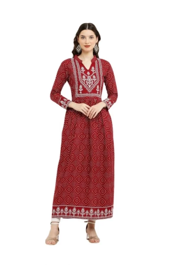 Women's Casual Rayon Full sleeve Kurti (Maroon)