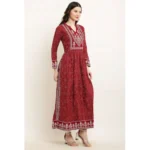 Women's Casual Rayon Full sleeve Kurti (Maroon) - Image 4