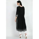 Women's Casual Rayon 3-4th Sleeves Kurti (Black) - Image 3