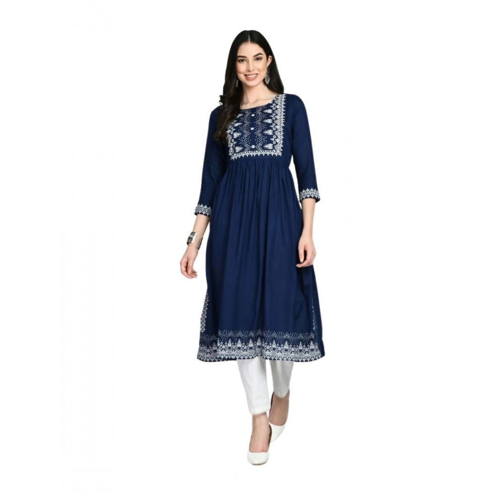 PID-63380-Women-s-Casual-Rayon-3-4th-Sleeves-Dress-Blue-1-1000x1000-1.webp Women's Casual Rayon 3-4th Sleeves Kurti (Blue) - Image 1