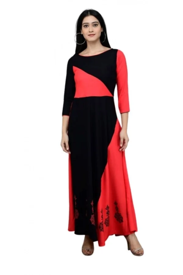 Women's Casual Rayon 3-4th Sleeves Maxi Dress (Pink)