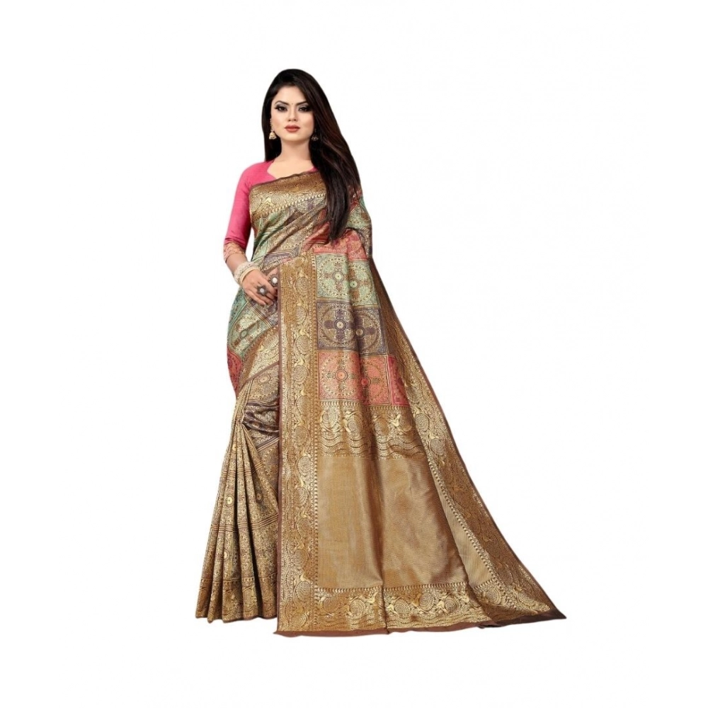 PID-63551-Women-s-Soft-Lichi-Silk-Printed-Saree-With-Unstitched-Blouse-5-5-Mtr-Gold-1-1000x1000-1.webp Women's Soft Lichi Silk Printed Saree With Unstitched Blouse 5.5Mtr (Gold) - Image 1