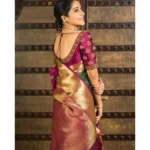 Women's Soft Lichi Silk Printed Saree With Unstitched Blouse 5.5Mtr (Green) - Image 2
