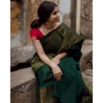 Women's Soft Lichi Silk Printed Saree With Unstitched Blouse 5.5Mtr (Green) - Image 2