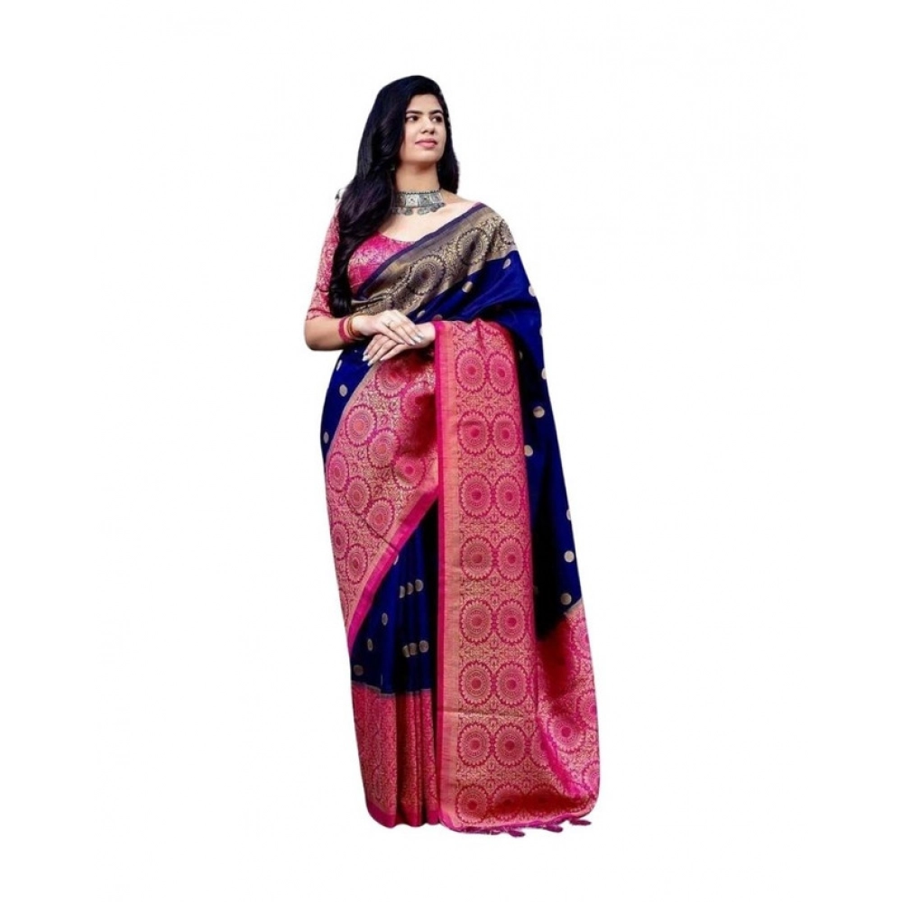 PID-63565-Women-s-Soft-Lichi-Silk-Printed-Saree-With-Unstitched-Blouse-5-5-Mtr-Blue-1-1000x1000-1.webp Women's Soft Lichi Silk Printed Saree With Unstitched Blouse 5.5Mtr (Blue) - Image 1