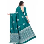 Women's Soft Lichi Silk Printed Saree With Unstitched Blouse 5.5Mtr (Rama) - Image 2