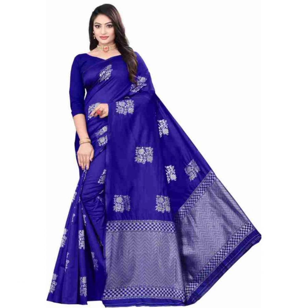 PID-63578-Women-s-Soft-Lichi-Silk-Printed-Saree-With-Unstitched-Blouse-5-5-Mtr-R-Blue-1-1000x1000-1.webp Women's Soft Lichi Silk Printed Saree With Unstitched Blouse 5.5Mtr (Royal-Blue) - Image 1
