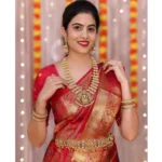 Women's Soft Lichi Silk Printed Saree With Unstitched Blouse 5.5Mtr (Red) - Image 2