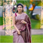 Women's Soft Lichi Silk Printed Saree With Unstitched Blouse 5.5Mtr (Wine) - Image 2