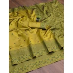 Women's Soft Lichi Silk Printed Saree With Unstitched Blouse 5.5Mtr (Green) - Image 2