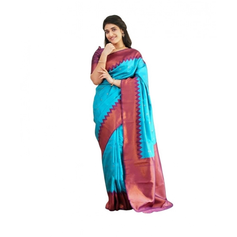 PID-63597-Women-s-Soft-Lichi-Silk-Printed-Saree-With-Unstitched-Blouse-5-5-Mtr-Sky-Blue-1-1000x1000-1.webp Women's Soft Lichi Silk Printed Saree With Unstitched Blouse 5.5Mtr (Sky-Blue) - Image 1